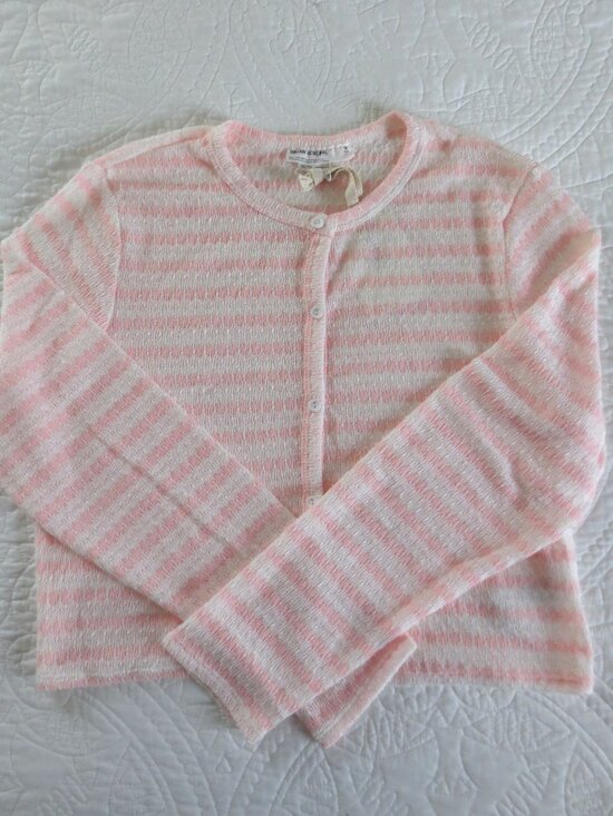 Urban Outfitters Tops - Urban Outfitters Pink & White Stripes Button Front Cropped Cardigan